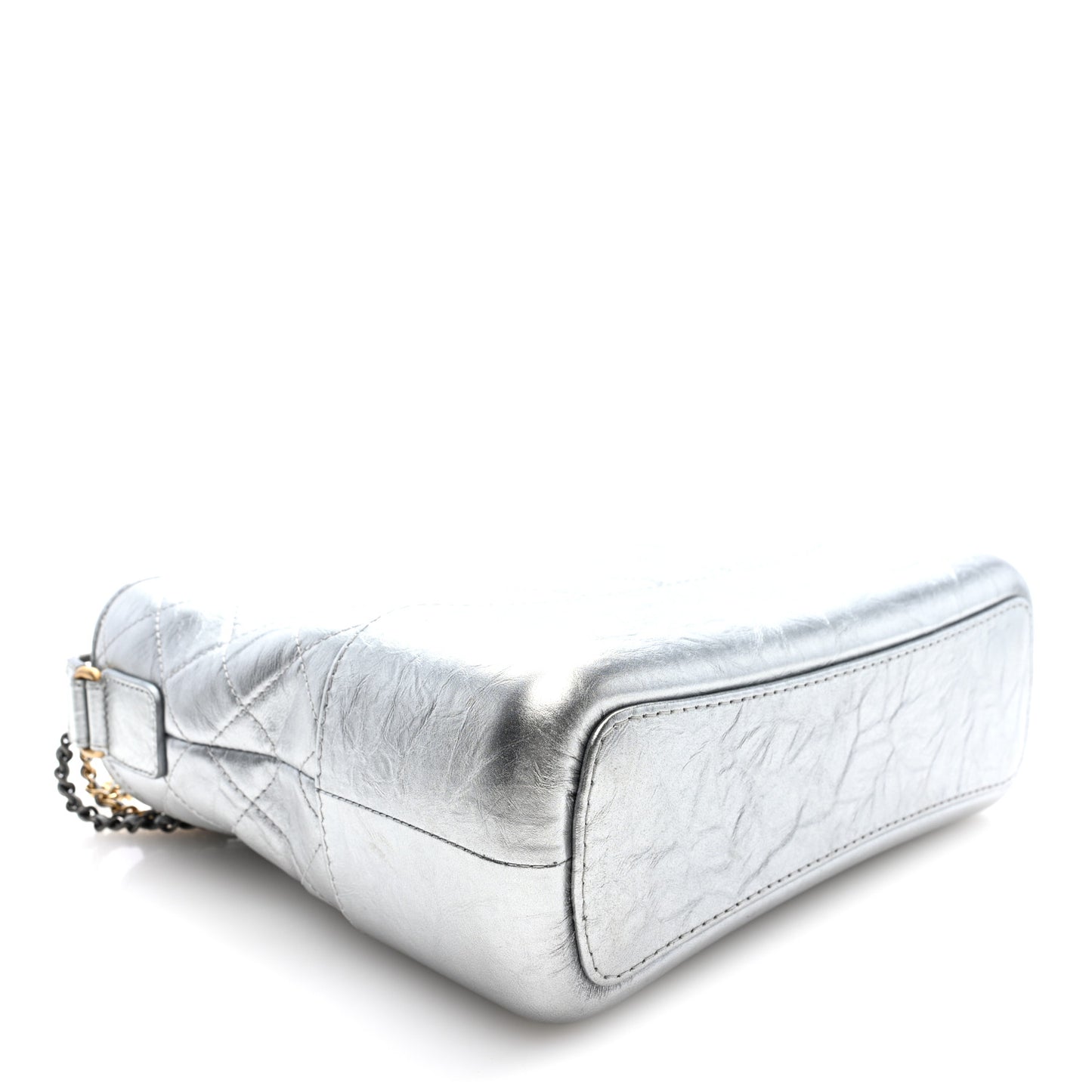 Metallic Lambskin Calfskin Quilted Medium Gabrielle Hobo Silver
