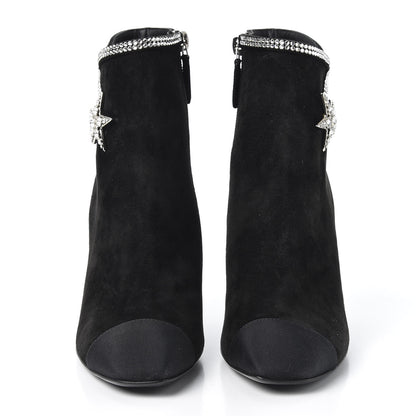 Chanel Suede Crystal Star Short Boots 37.5 Black 2 of 9