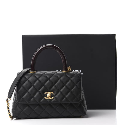 Chanel Caviar Lizard Embossed Quilted Mini Coco Handle Flap Black 11 of 11