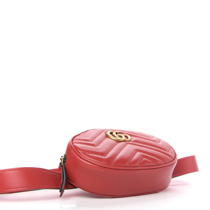 Gucci Calfskin Matelasse GG Marmont Belt Bag 85 34 Hibiscus Red 4 of 11