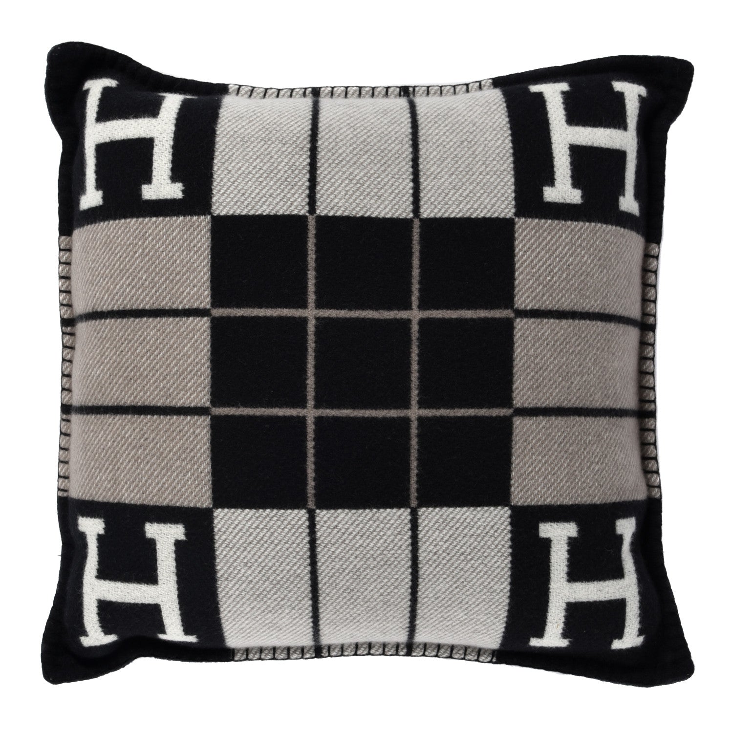 Hermes Wool Cashmere Avalon III Pillow PM Ecru Black 1 of 6