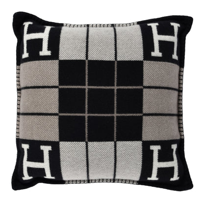 Hermes Wool Cashmere Avalon III Pillow PM Ecru Black 1 of 6