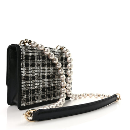 Jimmy Choo Satin Tartan Pearl Varenne XS Black Silver Light Gold 3 of 11