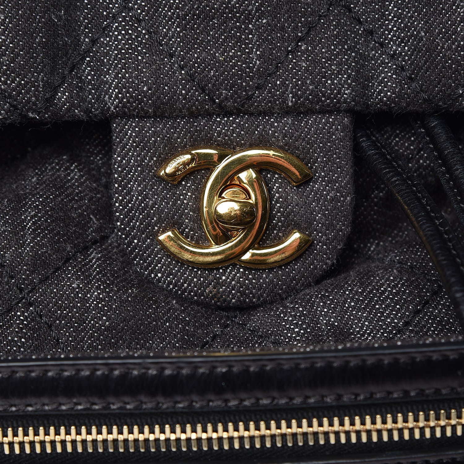 Chanel Denim Calfskin Quilted Backpack Dark Grey Black 10 of 11