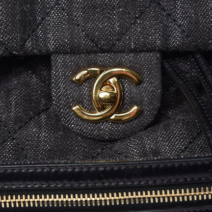 Chanel Denim Calfskin Quilted Backpack Dark Grey Black 10 of 11