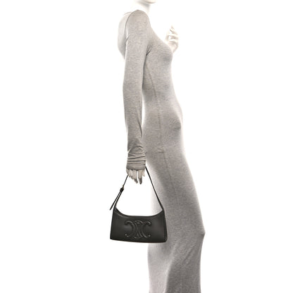 Celine Smooth Calfskin Cuir Triomphe Shoulder Bag Dark Army 3 of 9