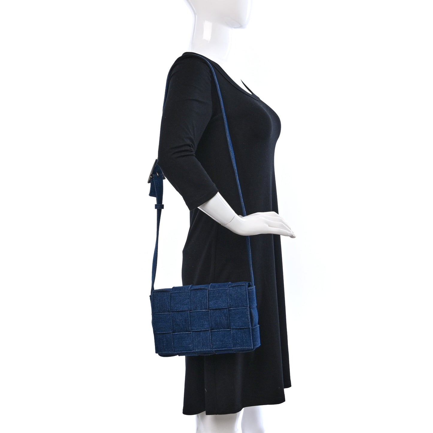 Denim Maxi Intrecciato Cassette Crossbody Bag Indigo