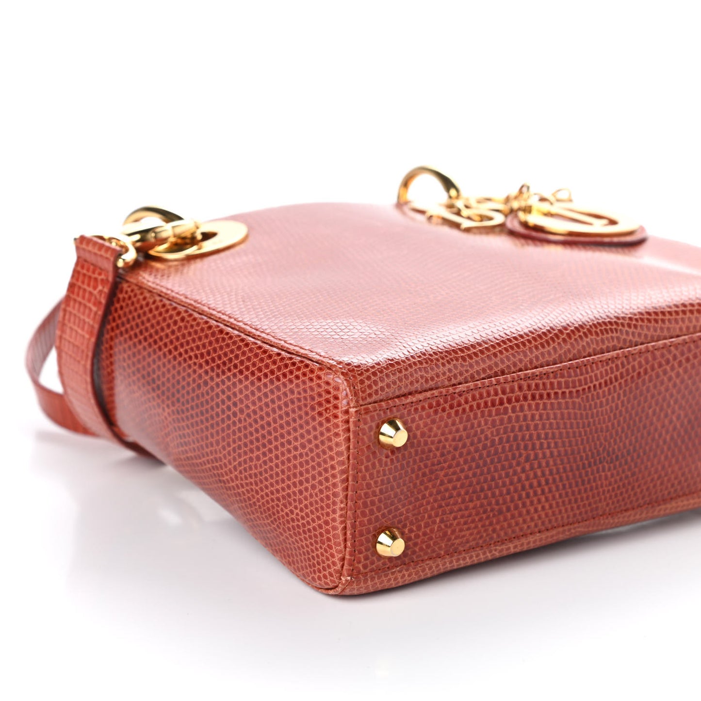 Lizard Mini Lady Dior Dark Orange