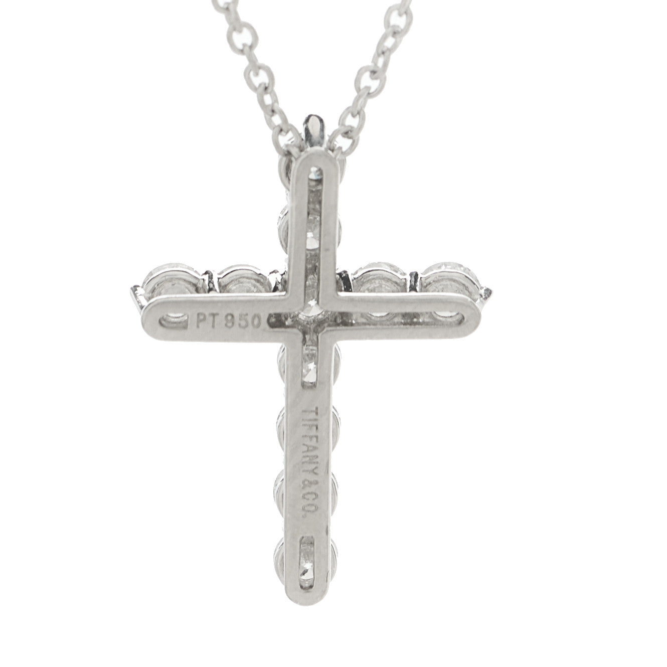 Platinum Diamond Small Cross Pendant Necklace
