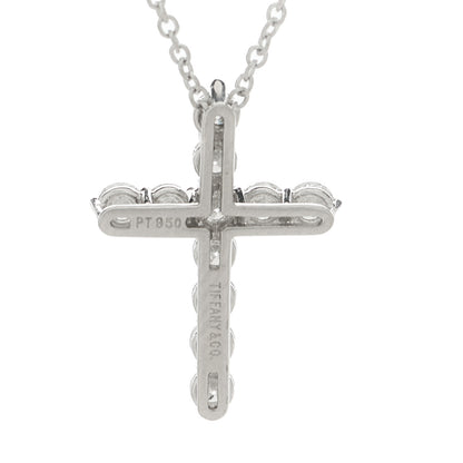 Tiffany Platinum Diamond Small Cross Pendant Necklace 6 of 7