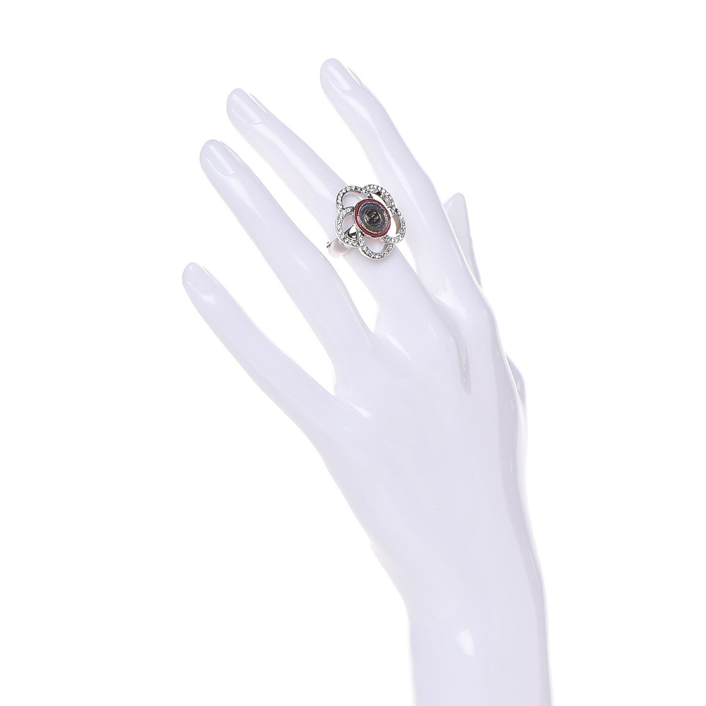 Crystal Camellia Ring 5.25 Silver