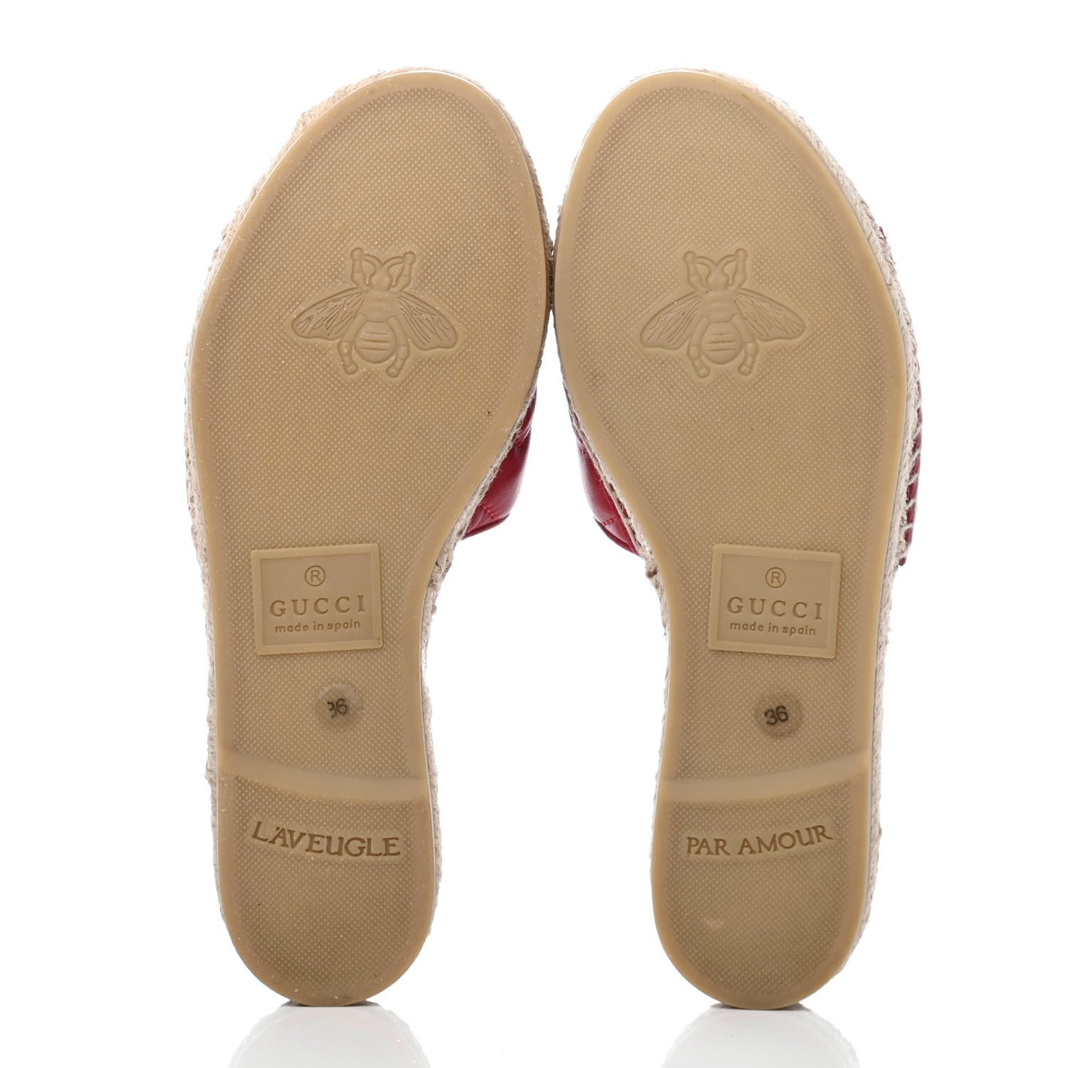Gucci Nappa Matelasse GG Marmont Espadrille Slide Sandals 36 Hibiscus Red 4 of 4