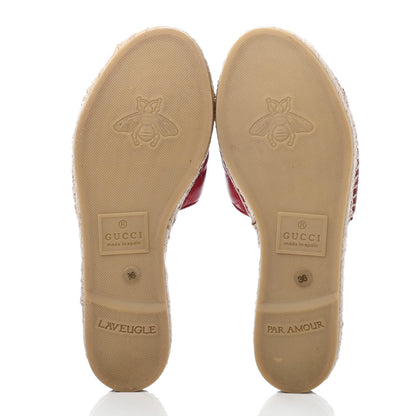 Gucci Nappa Matelasse GG Marmont Espadrille Slide Sandals 36 Hibiscus Red 4 of 4