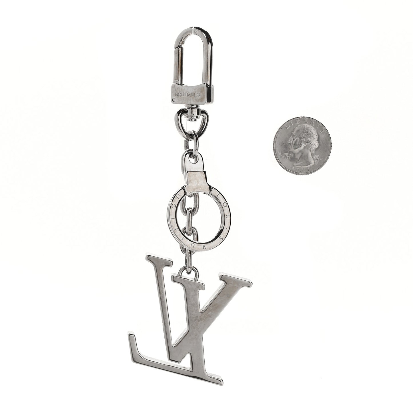 LV Facettes Bag Charm Key Holder Silver