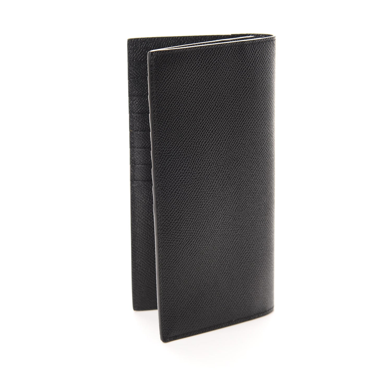 Grainy Calfskin Continental Flap Wallet Black