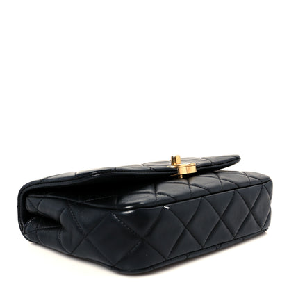 Chanel Lambskin Quilted  Pearl  Flap Black 4 of 10