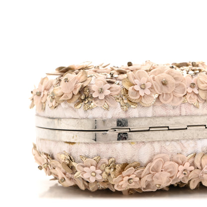 Alexander McQueen Flower Appliqued Silk Brocade Skull Box Clutch Light Pink 8 of 12