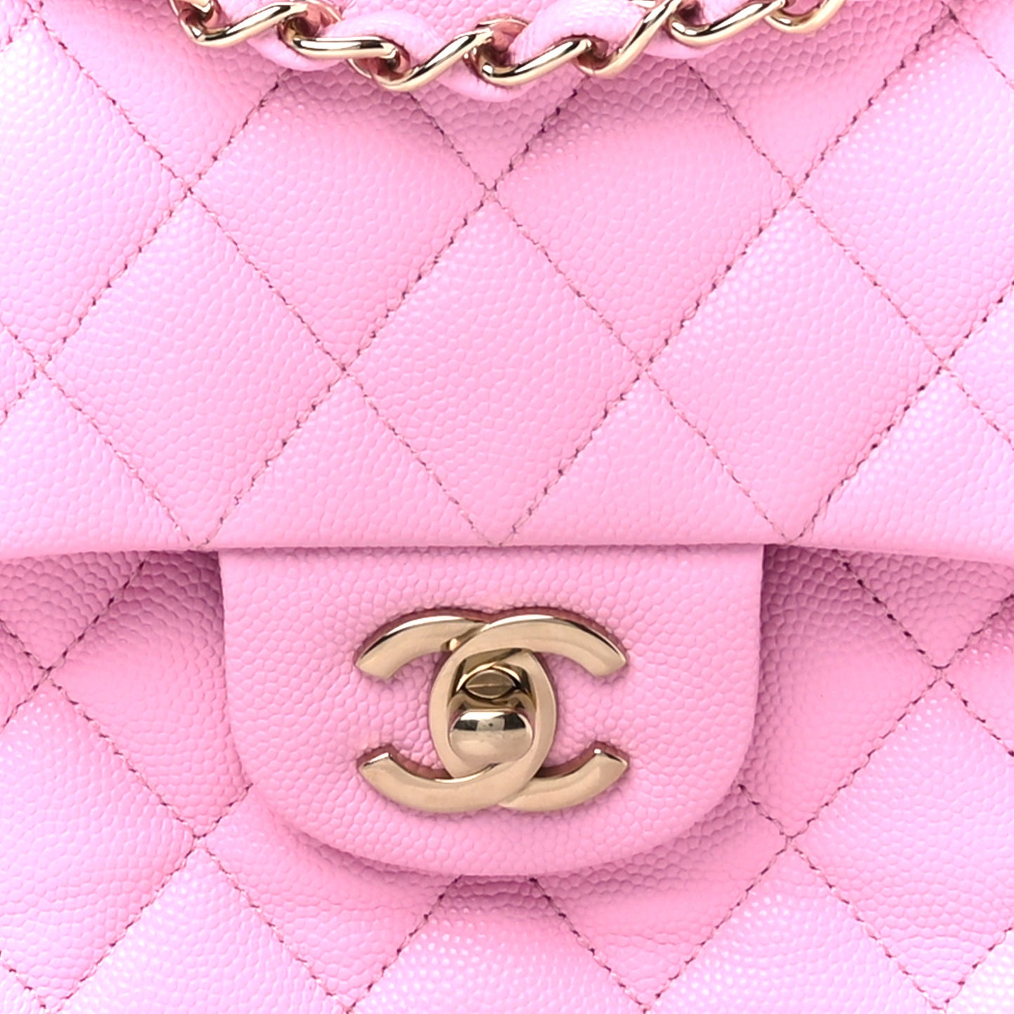 Caviar Quilted Medium Double Flap Pink