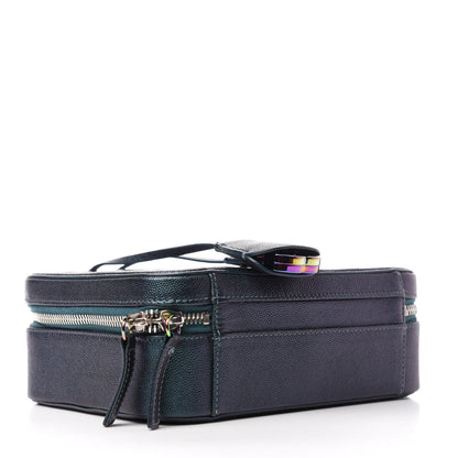 Chanel Iridescent Caviar Quilted Medium CC Filigree Vanity Case Dark Turquoise 4 of 12
