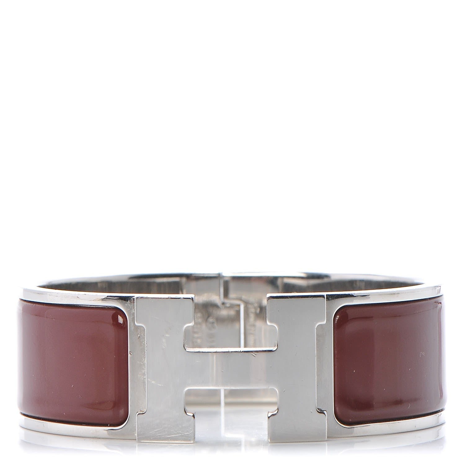 Hermes Enamel Wide Clic Clac H Bracelet PM Rouge Amarante 1 of 5