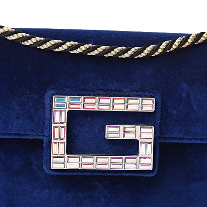 Gucci Velvet Crystal Square G Shoulder Bag Cobalt Blue 8 of 13