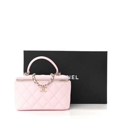 Chanel Lambskin Quilted Small Top Handle Vanity Case With Chain Light Pink 13 of 13