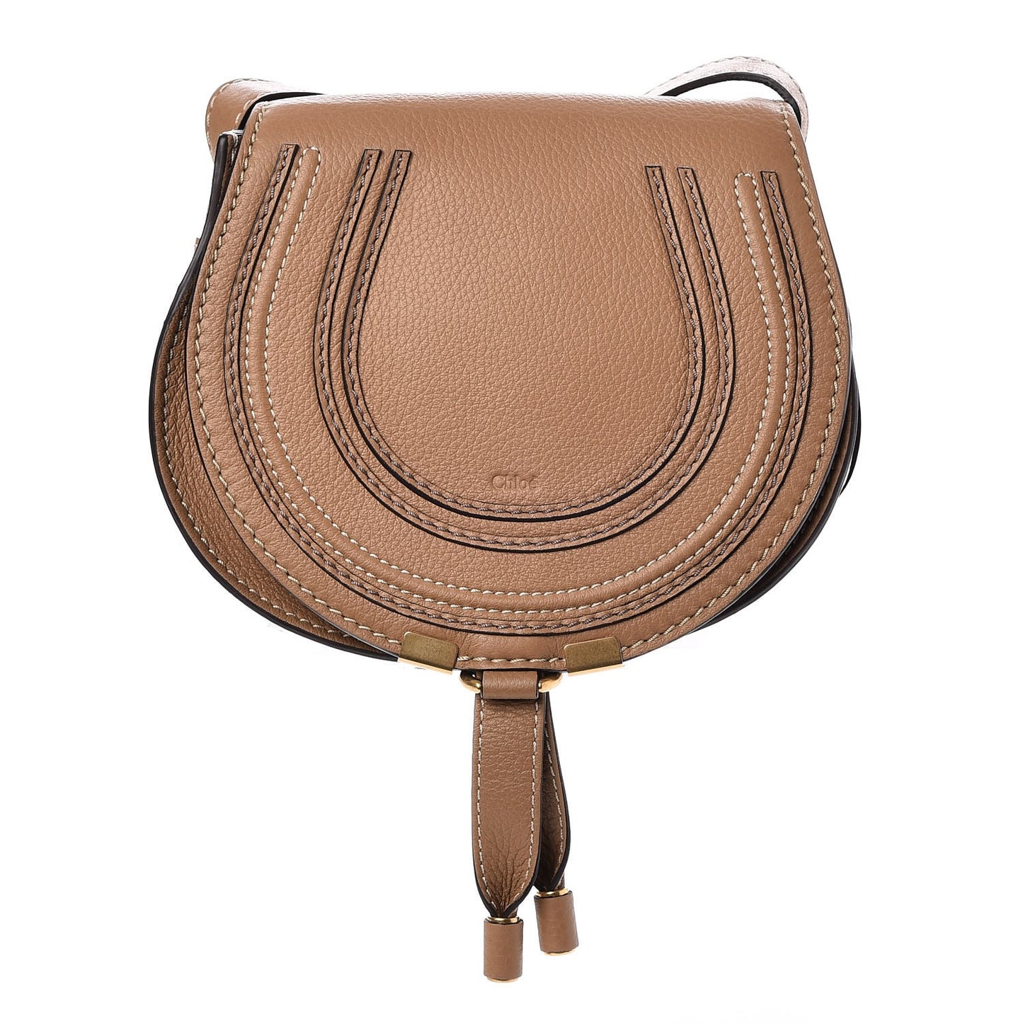 Calfskin Mini Marcie Round Crossbody Bag Nut