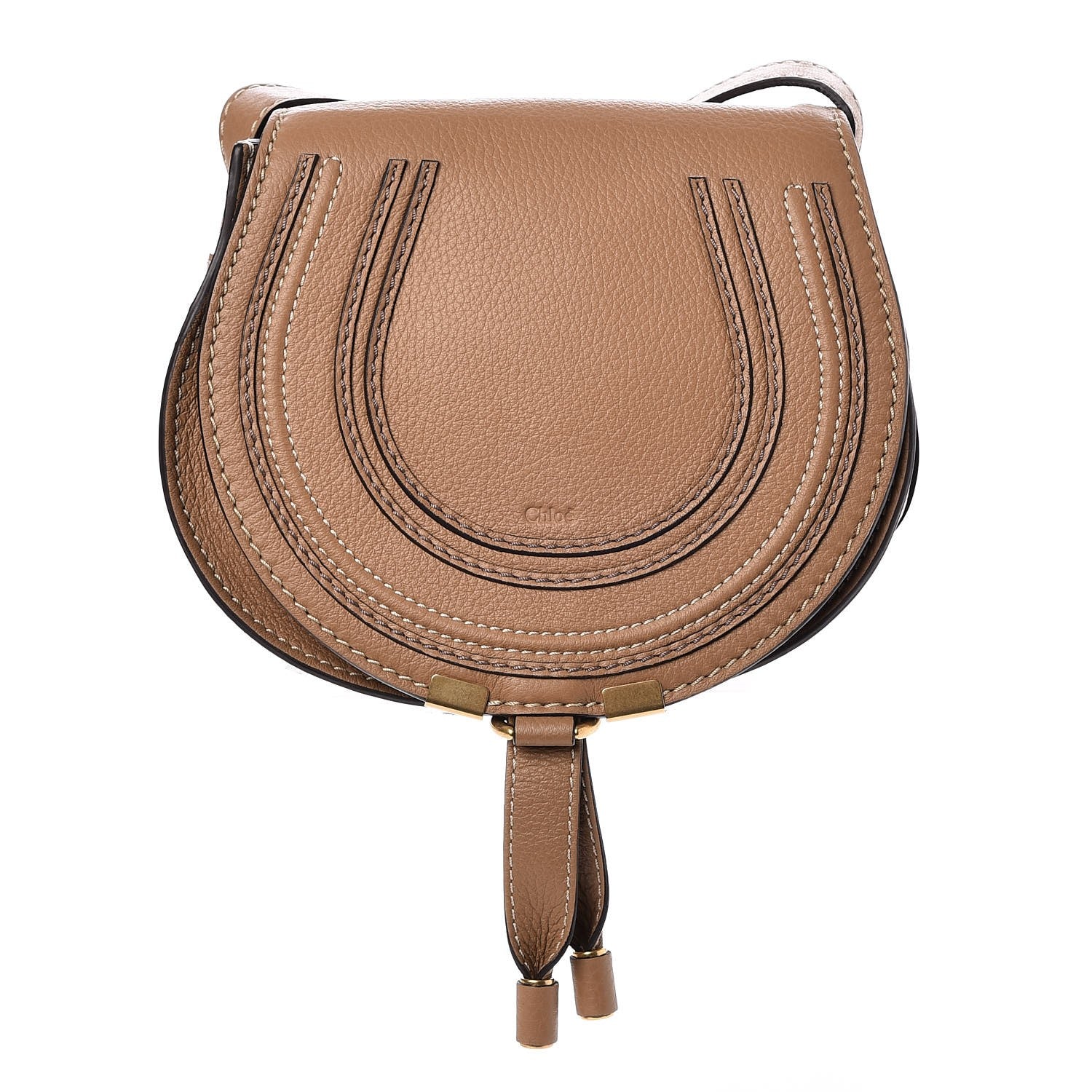 Chloe Calfskin Mini Marcie Round Crossbody Bag Nut 1 of 8