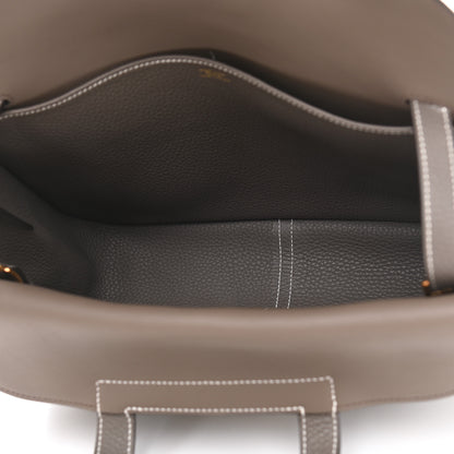 Hermes Taurillon Clemence Halzan 31 GM Etoupe 6 of 11