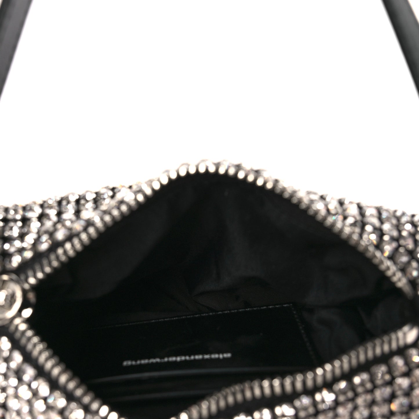 Mesh Crystal Rhinestone Mini Heiress Pouch Black Silver
