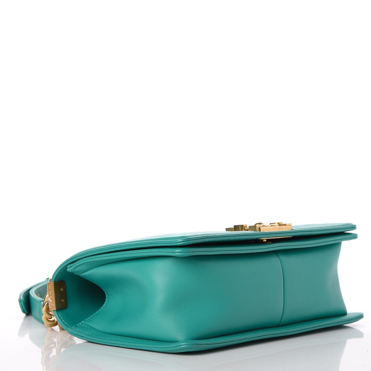 Calfskin Quilted Medium Boy Flap Turquoise