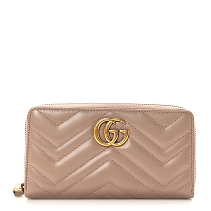 Gucci Calfskin Matelasse GG Marmont Zip Around Wallet Porcelain Rose 1 of 6
