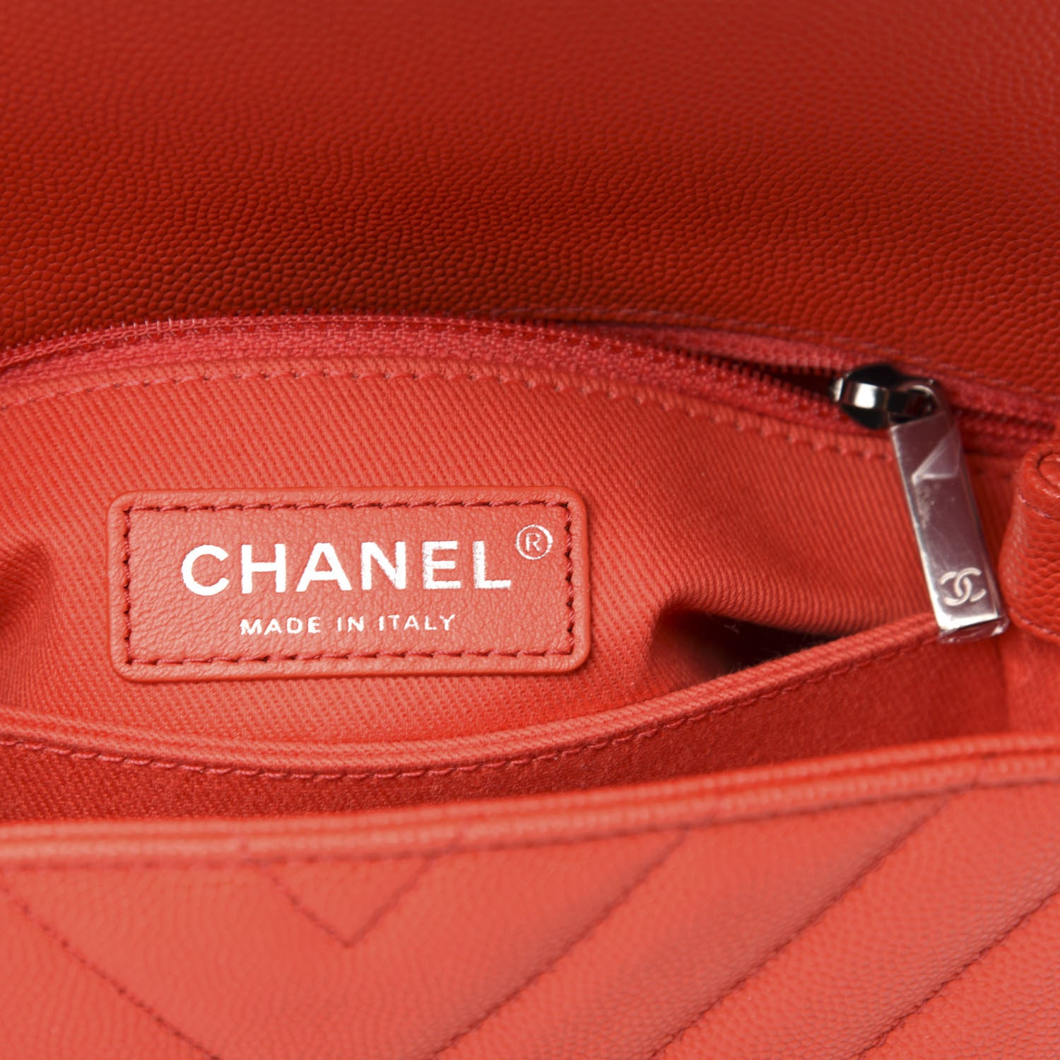 Chanel Caviar Chevron Quilted Mini Coco Handle Flap Red 6 of 11