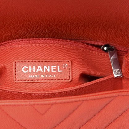 Chanel Caviar Chevron Quilted Mini Coco Handle Flap Red 6 of 11