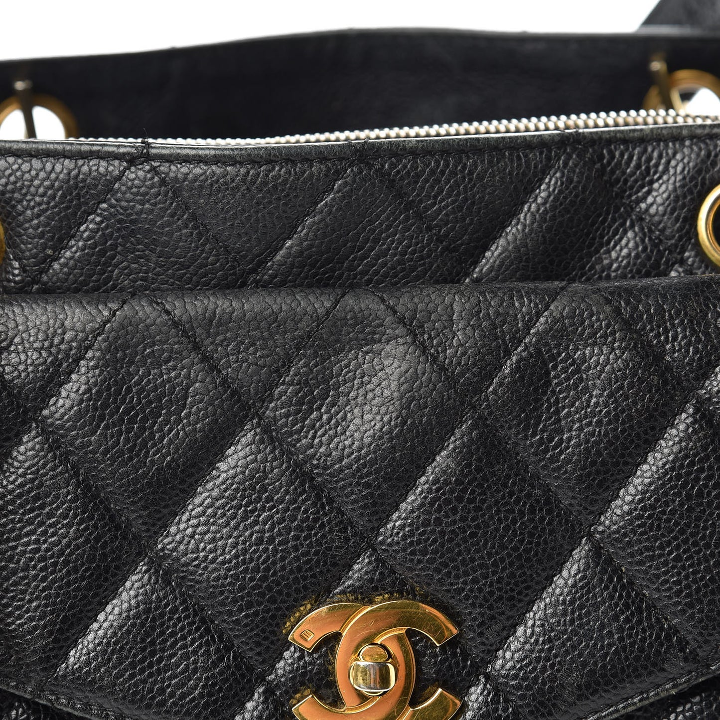 Caviar Quilted Flap Shoulder Bag Black