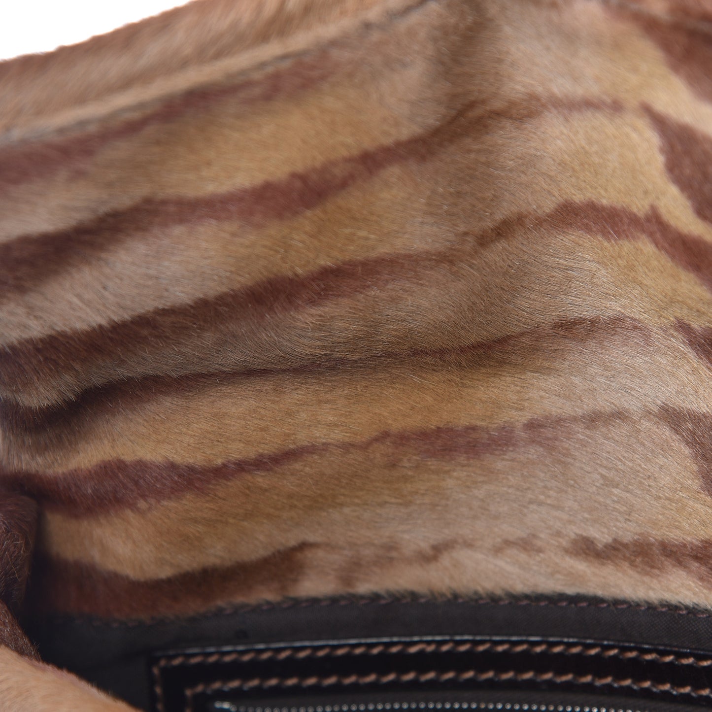 Calf Hair Zebra Print Baguette Brown