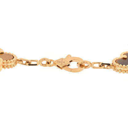 Van Cleef & Arpels 18K Yellow Gold Tiger Eye 5 Motifs Vintage Alhambra Bracelet 3 of 4