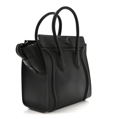 Celine Drummed Calfskin Micro Luggage Black 3 of 13
