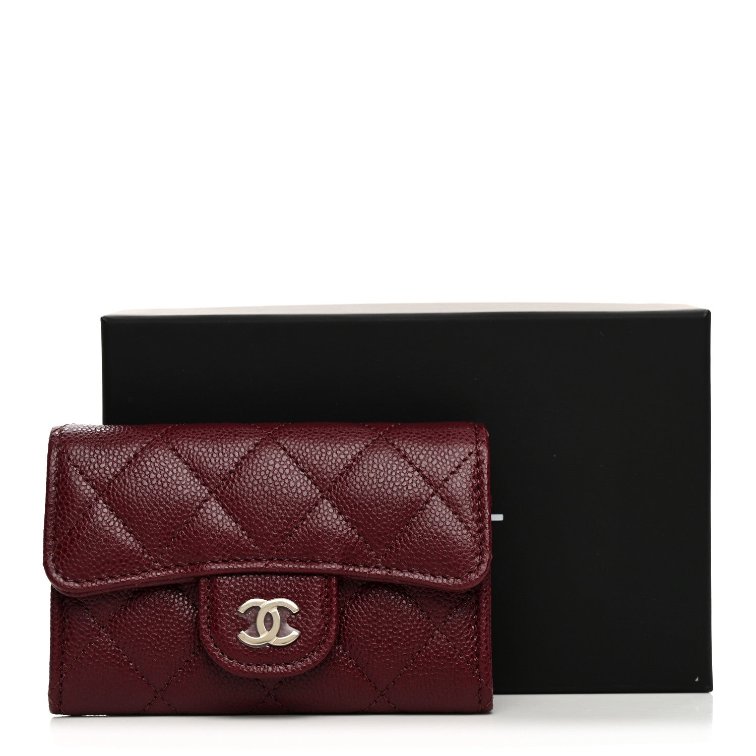 Chanel Caviar Quilted Flap Card Holder Wallet Burgundy 9 of 9