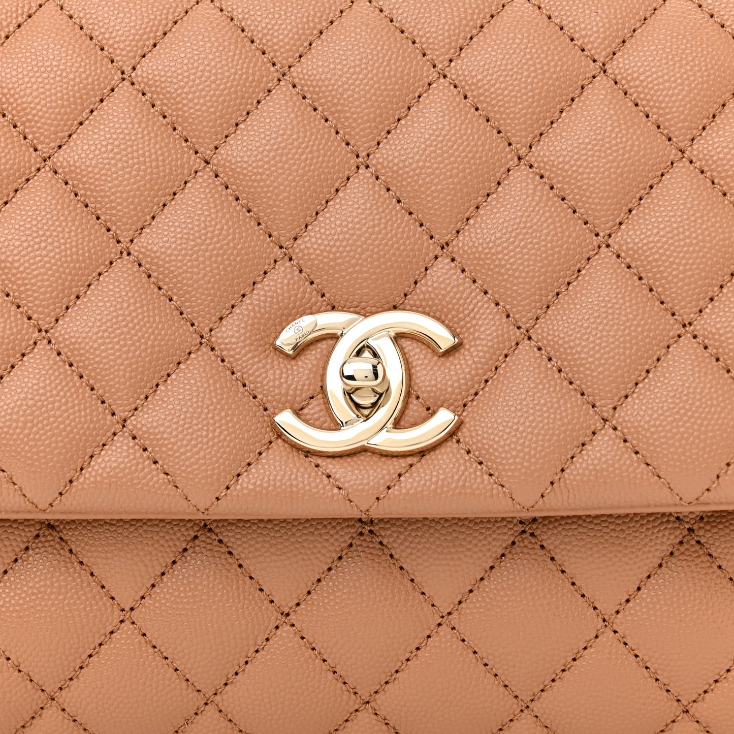 Caviar Quilted Lizard Embossed Small Coco Handle Flap Brown