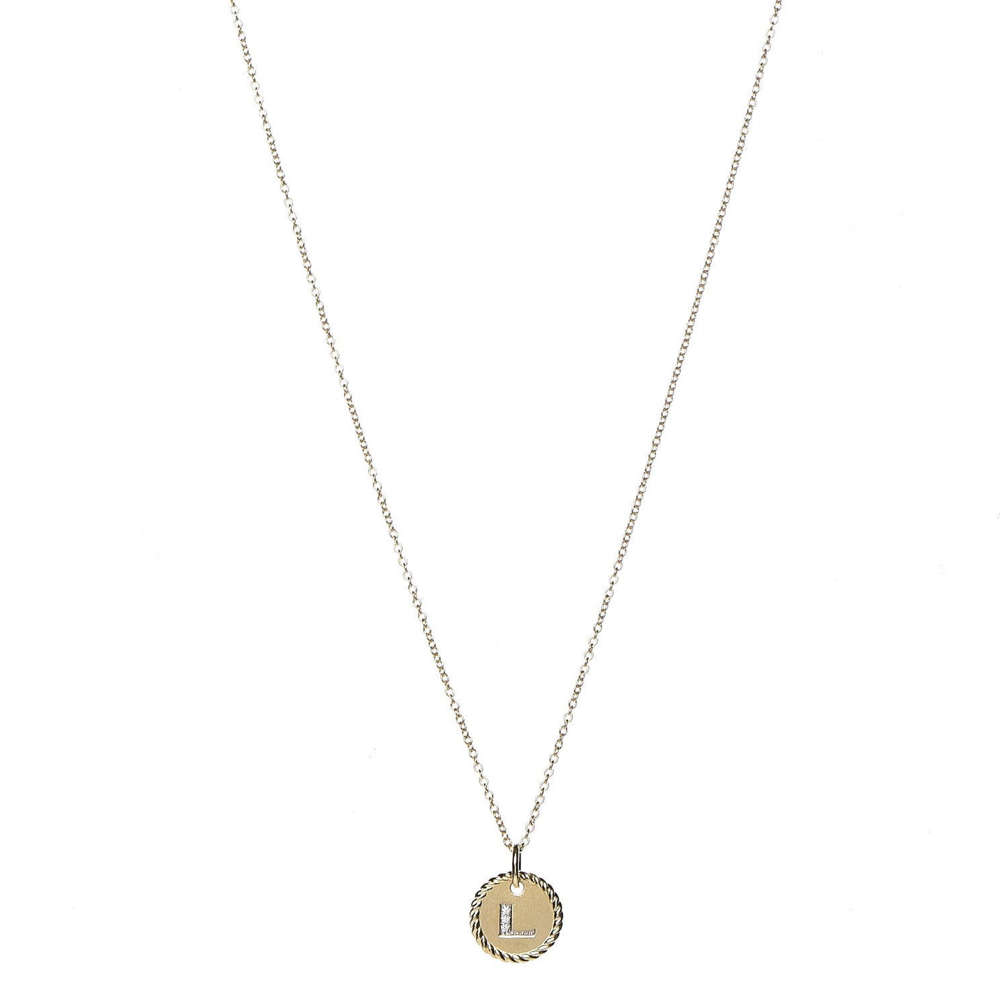18K Yellow Gold Diamond Initial L Charm Necklace