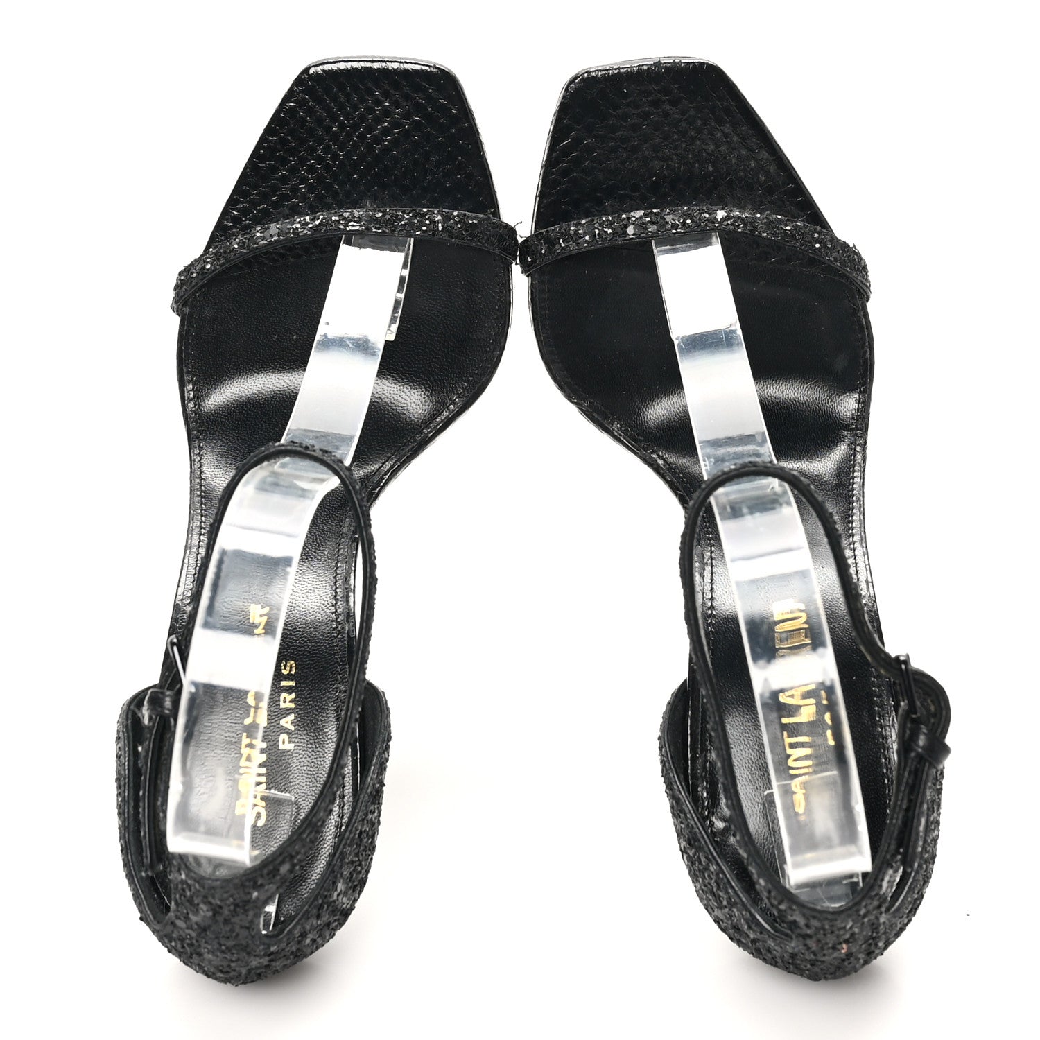Saint Laurent Glitter Opyum 110 Sandals 36.5 Black 2 of 11