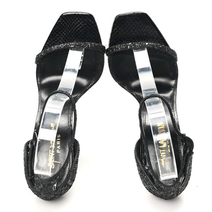 Saint Laurent Glitter Opyum 110 Sandals 36.5 Black 2 of 11