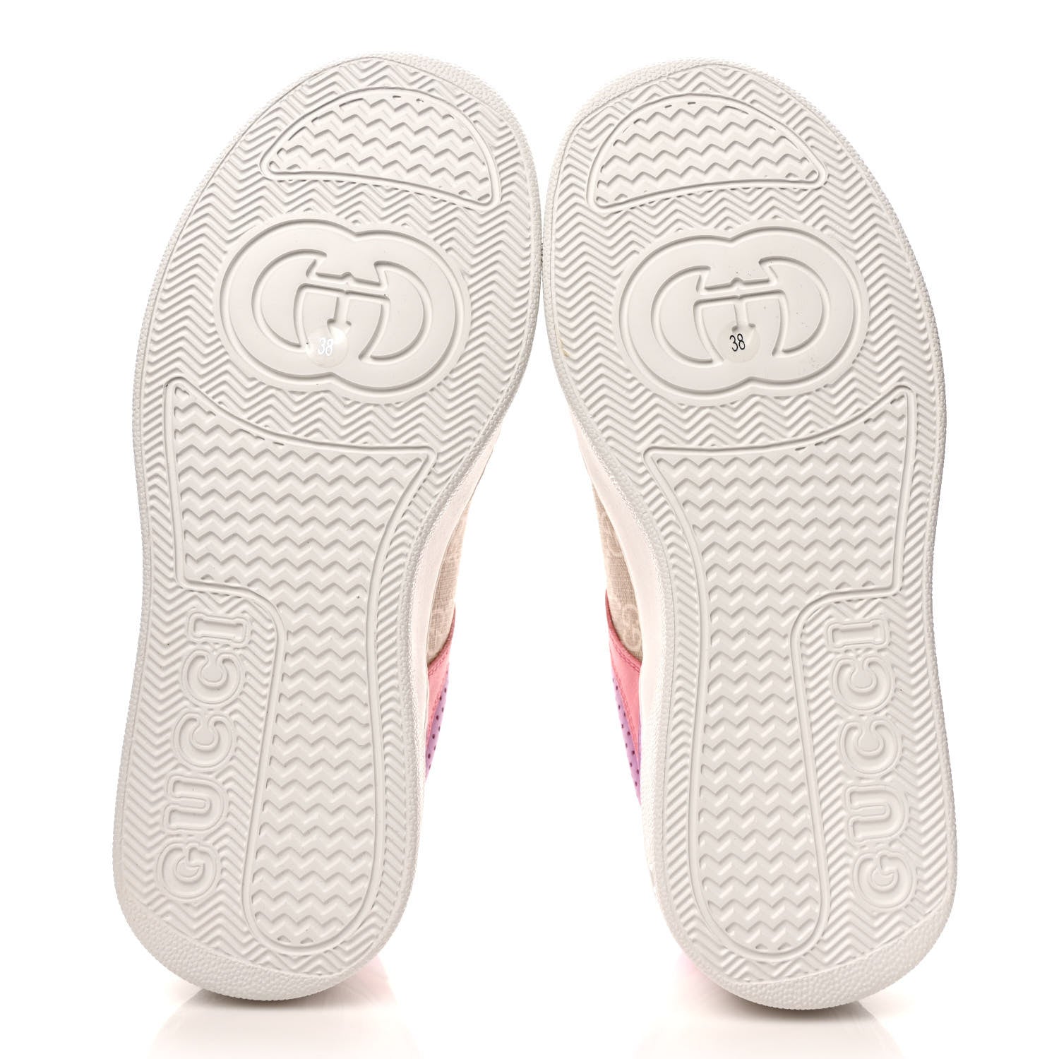 Gucci Calfskin GG Supreme Monogram Perforated Womens Platform 55mm Sneakers 38 Wild Cherry Beige Mystic White Bright Purple 5 of 9