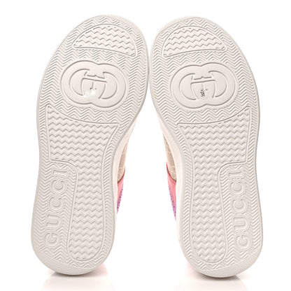Gucci Calfskin GG Supreme Monogram Perforated Womens Platform 55mm Sneakers 38 Wild Cherry Beige Mystic White Bright Purple 5 of 9