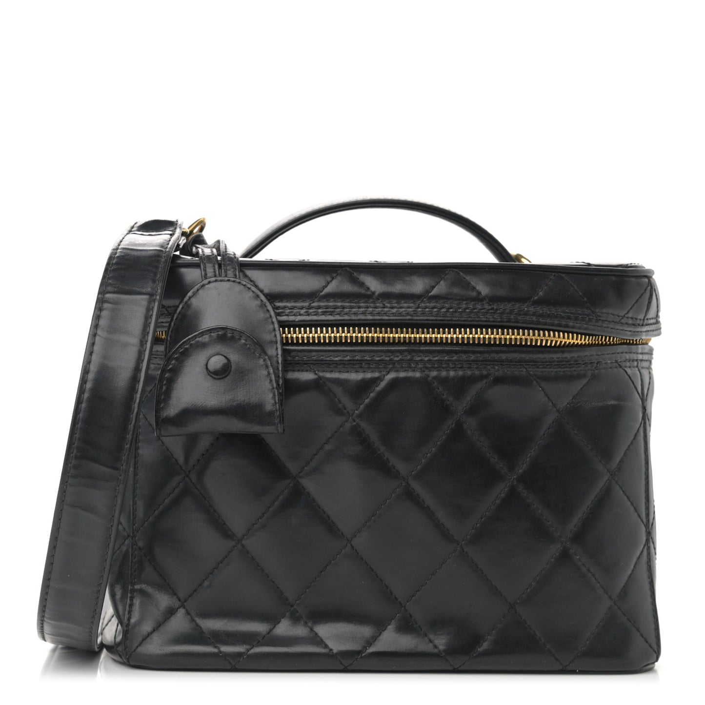 Lambskin Quilted Vanity Pouch Black