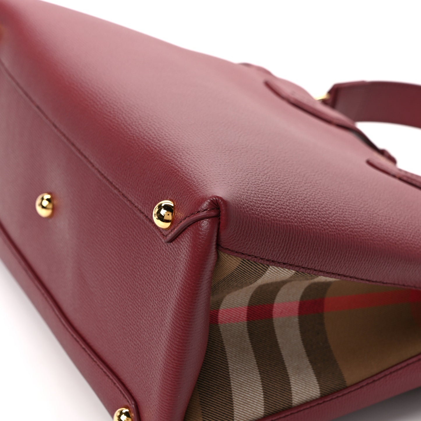 Derby Calfskin House Check Medium Banner Tote Crimson