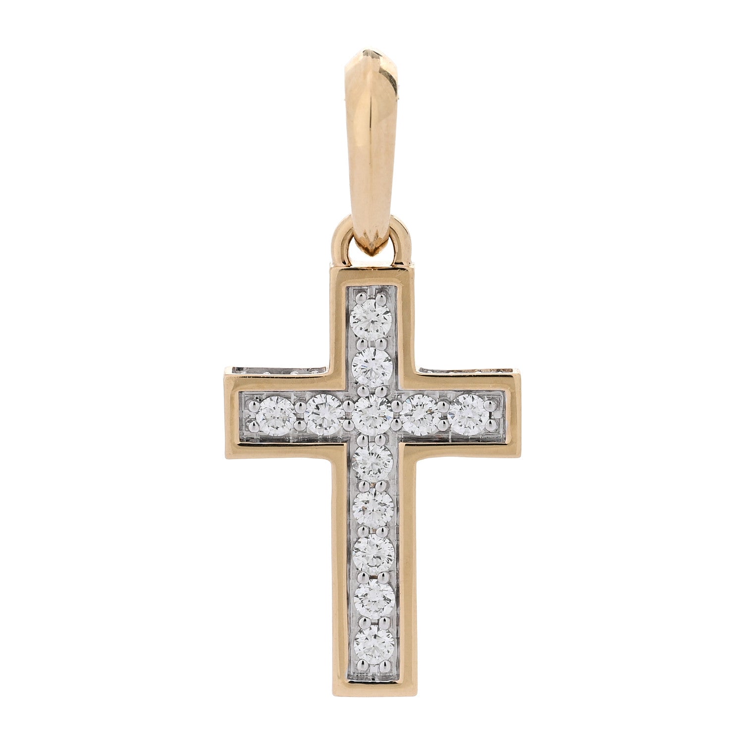 David Yurman 18K Yellow Gold Diamond 23mm Pave Cross Pendant 1 of 5