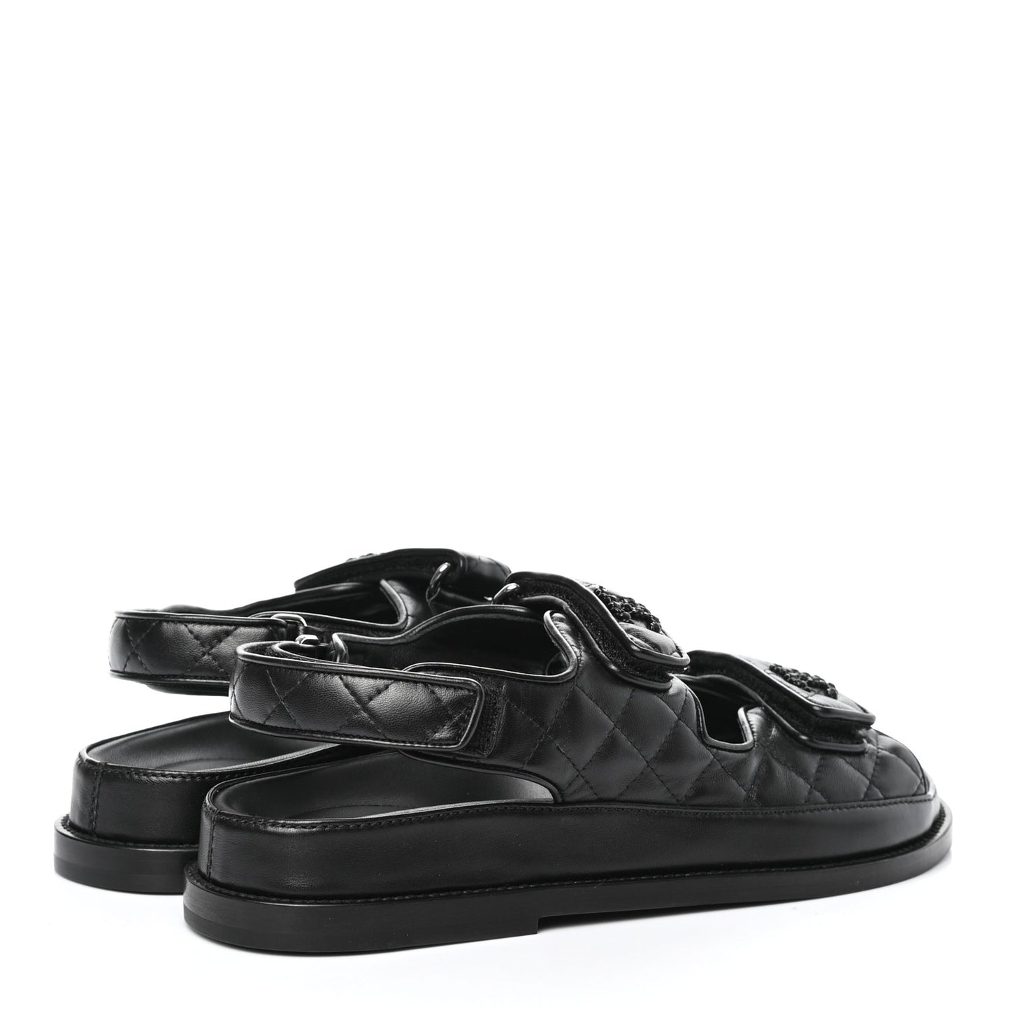 Lambskin Velcro Dad Sandals 38.5 Black