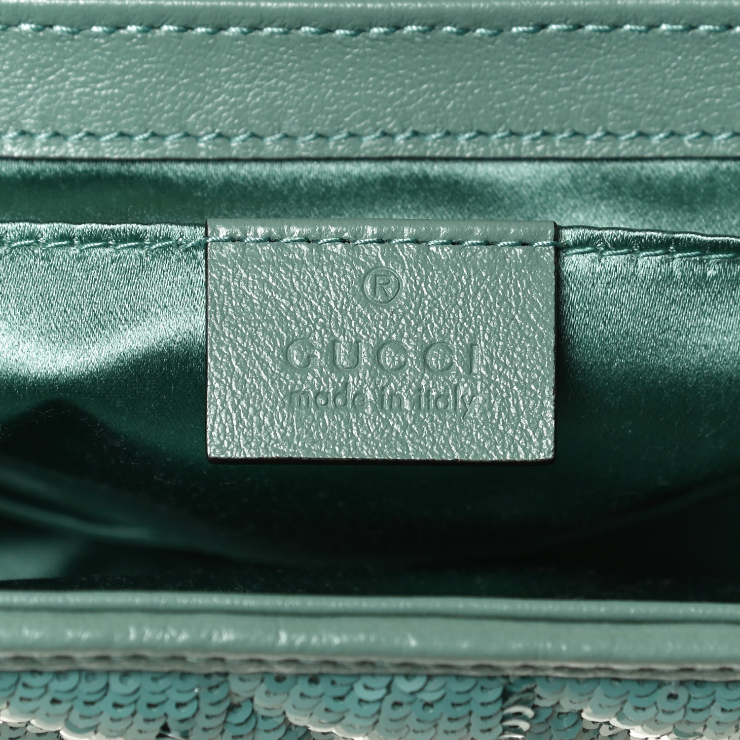 Gucci Sequin Matelasse Diagonal Mini GG Marmont Shoulder Bag Water Green Verde Chiaro Light Water Green 5 of 11